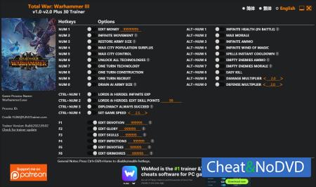 Total War: Warhammer 3  Trainer +30 v2.0 {FLiNG}