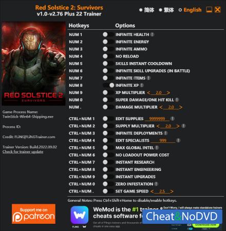 Red Solstice 2: Survivors  Trainer +22 v2.76 {FLiNG}