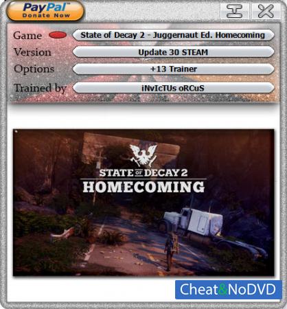 State of Decay 2: Juggernaut Edition  Trainer +13 v30 {HoG}