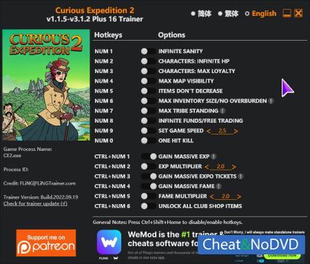 Curious Expedition 2  Trainer +16 v3.1.2 {FLiNG}