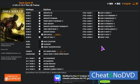 Dark Souls 3  Trainer +28 v1.15.1 {FLiNG}