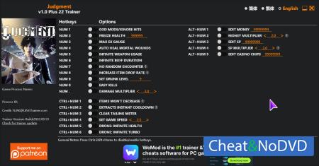 Judgment  Trainer +22 v1.0 {FLiNG}