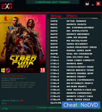 Cyberpunk 2077  Trainer +25 v1.6x {FutureX}