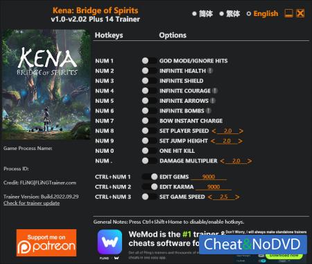 Kena: Bridge of Spirits  Trainer +14 v2.02 {FLiNG}