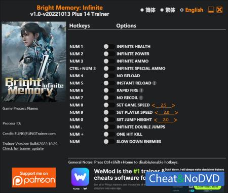Bright Memory: Infinite  Trainer +14 v2022.10.13 {FLiNG}