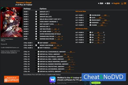 Persona 5 Royal  Trainer +34 v1.0 {FLiNG}