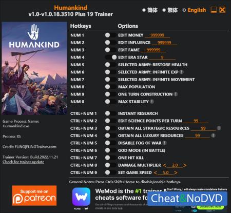 Humankind  Trainer +19 v1.0.18.3510 {FLiNG}