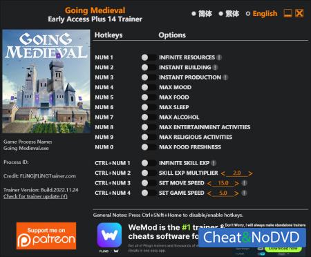 Going Medieval  Trainer +14  Early Access 2022.11.24 {FLiNG}