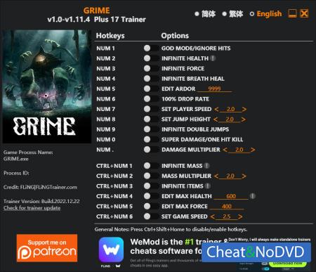 GRIME  Trainer +17 v1.11.4 {FLiNG}