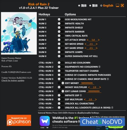 Risk of Rain 2  Trainer +22 v1.2.4.1 {FLiNG}