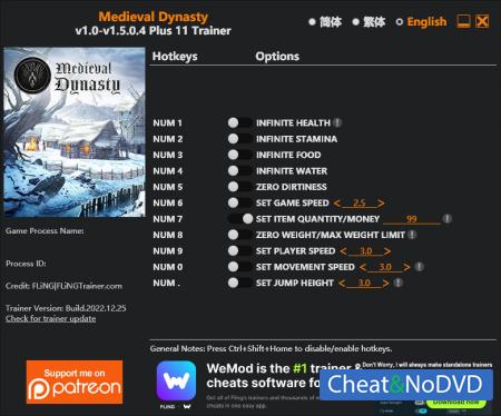 Medieval Dynasty  Trainer +10 v1.5.0.4 {FLiNG}