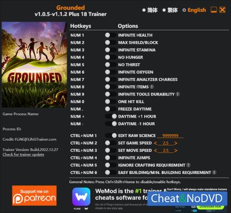 Grounded  Trainer +18 v1.1.2 {FLiNG}