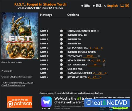 F.I.S.T.: Forged In Shadow Torch  Trainer +12 v2022.11.07 {FLiNG}