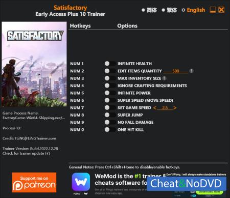 Satisfactory  Trainer +10 Early Access 2022.12.28 {FLiNG}