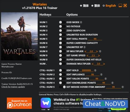 Wartales  Trainer +16 v1.21678 {FLiNG}