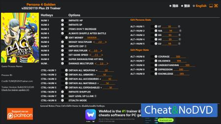 Persona 4 Golden  Trainer +29 v2023.01.19 {FLiNG}