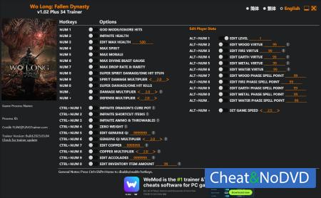 Wo Long: Fallen Dynasty  Trainer +34 v1.02 {FLiNG}