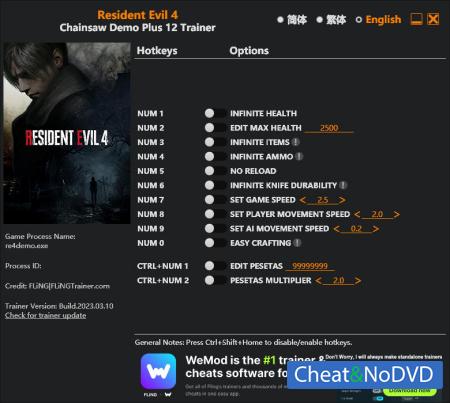 Resident Evil 4 Remake  Trainer +12 Demo {FLiNG}