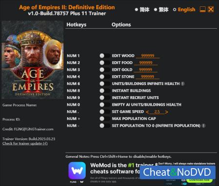 Age of Empires II: Definitive Edition  Trainer +13 Build 78757 {FLiNG}