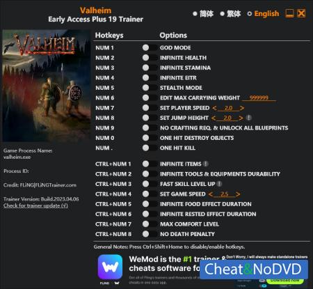 Valheim  Trainer +18 Early Access 2023.04.06 {FLiNG}