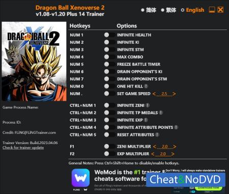 Dragon Ball Xenoverse 2  Trainer +14  v1.20 {FLiNG}