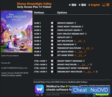 Disney Dreamlight Valley  Trainer +14 Early Access 2023.04.06 {FLiNG}