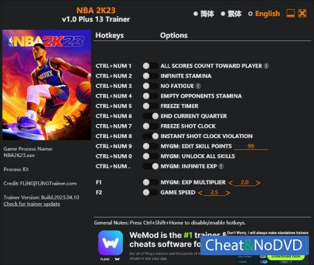 NBA 2K23  Trainer +13 v2023.04.10 {FLiNG}