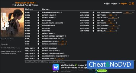 The Last of Us Part I  Trainer +26 v1.0.2.0 {FLiNG}