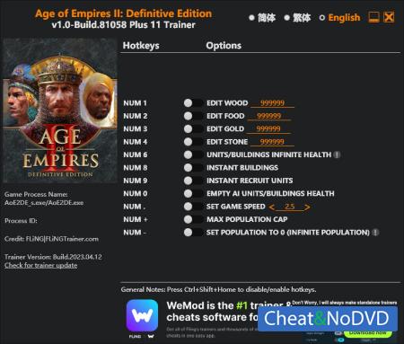 Age of Empires II: Definitive Edition  Trainer +13 Build 81058 {FLiNG}