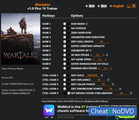 Wartales  Trainer +16 v2023.04.13 {FLiNG}