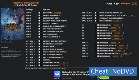 Total War: Warhammer 3  Trainer +36 v3.0 {FLiNG}