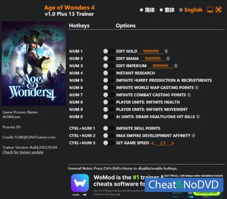 Age of Wonders 4  Trainer +13 v1.0 {FLiNG}