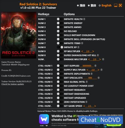 Red Solstice 2: Survivors  Trainer +22 v2.98 {FLiNG}