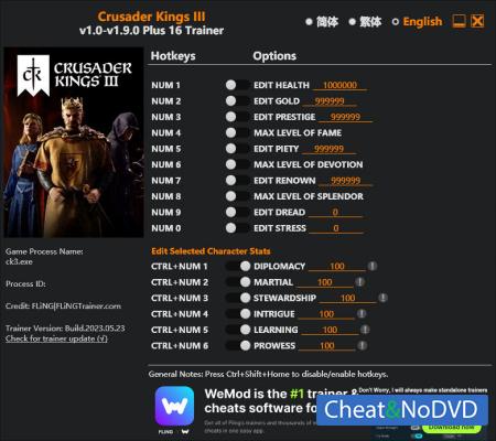 Crusader Kings 3  Trainer +16 v1.9.0 {FLiNG}