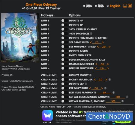 One Piece Odyssey  Trainer +19 v2.01 {FLiNG}
