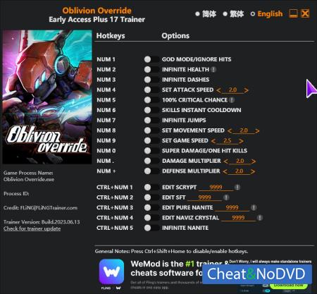Oblivion Override  Trainer +17 Early Access 2023.06.13 {FLiNG}