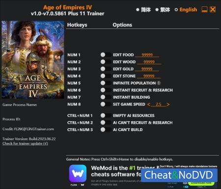 Age of Empires IV  Trainer +11 v7.0.5861 {FLiNG}