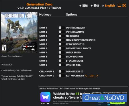 Generation Zero  Trainer +12 v.2550461 {FLiNG}