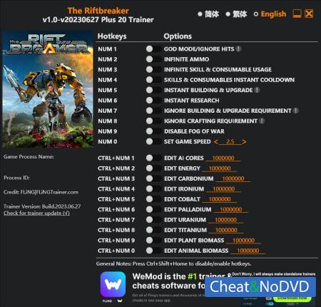 The Riftbreaker  Trainer +20 v2023.06.27 {FLiNG}