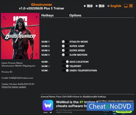 Ghostrunner  Trainer +5 v2023.07.03 {FLiNG}