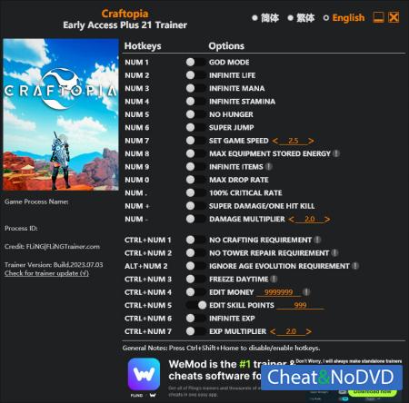 Craftopia  Trainer +21 Early Access 2023.07.03 {FLiNG}
