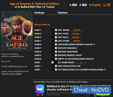 Age of Empires II: Definitive Edition  Trainer +13 Build 87863 {FLiNG}