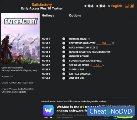 Satisfactory  Trainer +10 Early Access 2023.08.31 {FLiNG}