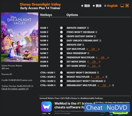 Disney Dreamlight Valley  Trainer +14 Early Access 2023.09.15 {FLiNG}