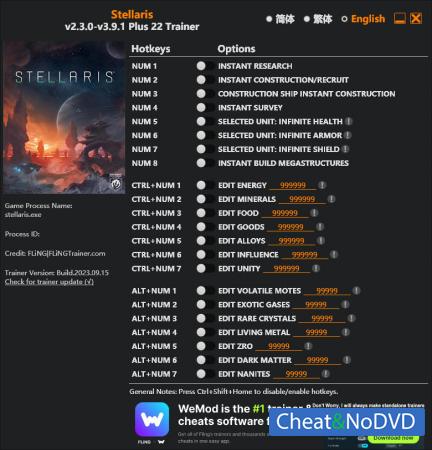 Stellaris  Trainer +22 v3.9.1 {FLiNG}