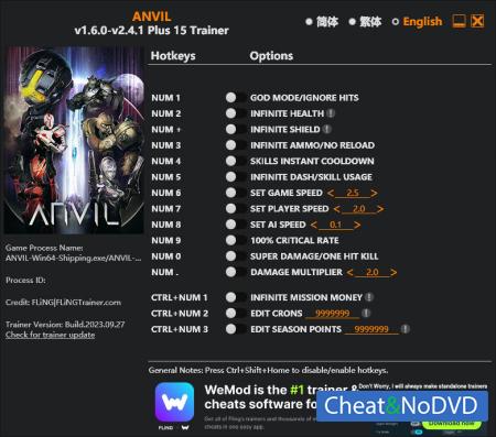 ANVIL  Trainer +15 v2.4.1 {FLiNG}