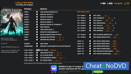 Lords of the Fallen  Trainer +34  v1.0 {FLiNG}