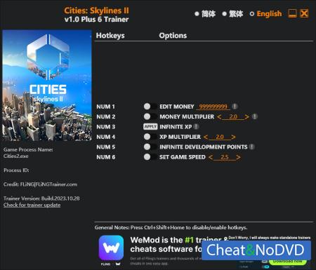 Cities: Skylines II  Trainer +6 v1.0 {FLiNG}
