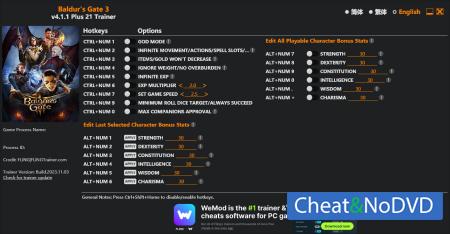 Baldurs Gate 3  Trainer +21 v4.1.1 2023.11.03 {FLiNG}