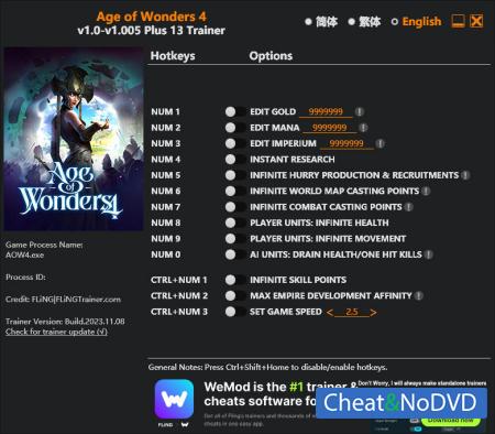 Age of Wonders 4  Trainer +13 v1.005 {FLiNG}